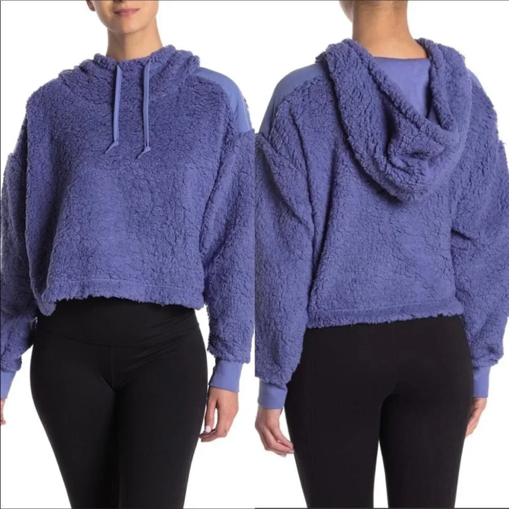Zella Sheila Fleece Hooded Pullover Sweater Jacket